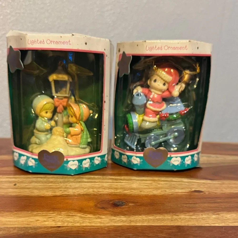 Vintage 90s Precious Moments Enesco  Christmas Ornaments Set Of 2 NIB